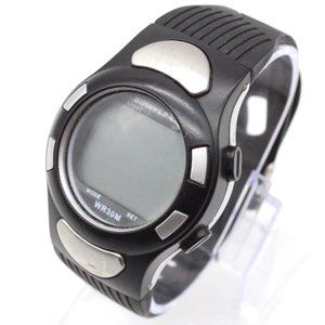 Vintage BOWFLEX Digital Watch Mens Black Tone Stainless Steel Sports WR 30M 90s